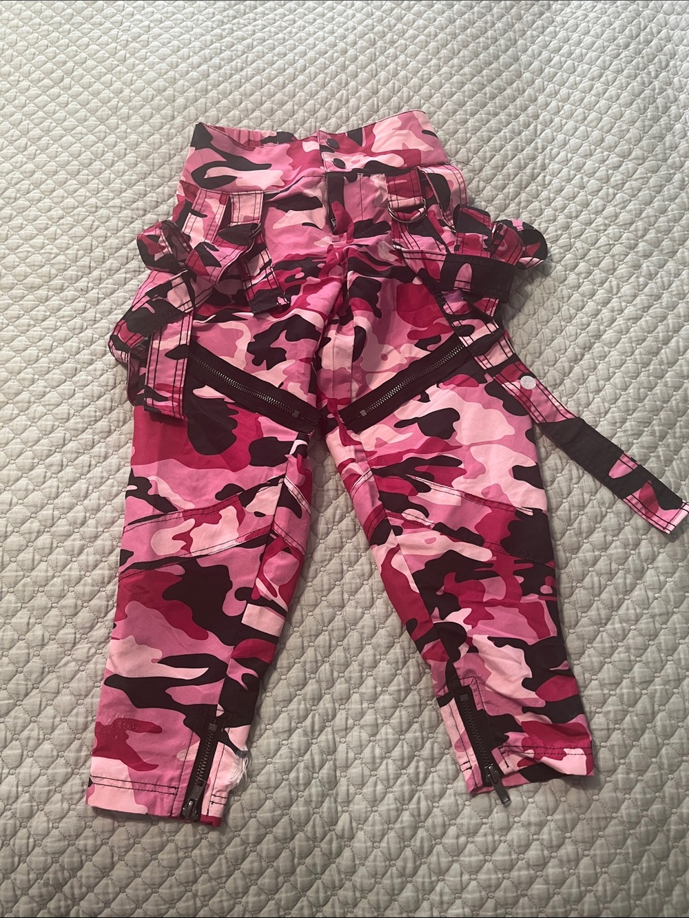 Kids Pink Camo Cargo Pants